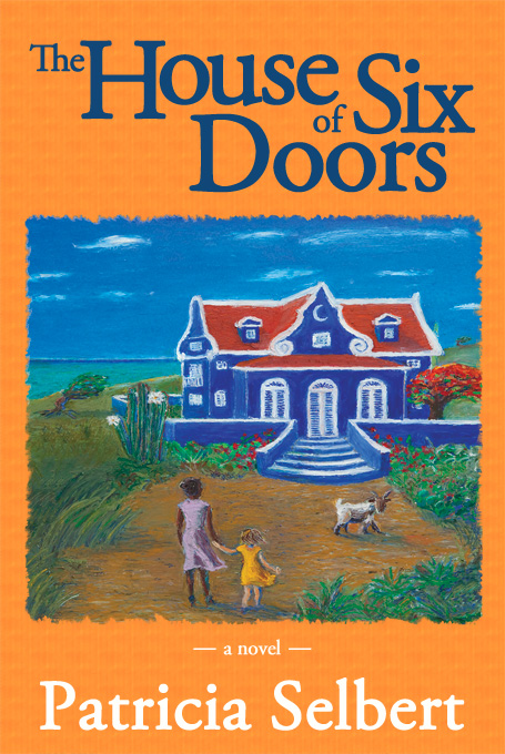 Book cover: blue house, child and dog