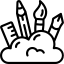 Black square icon with thin gray border